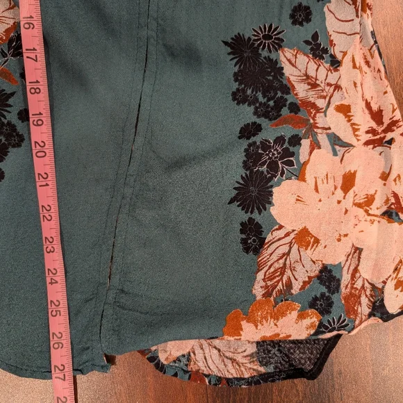 Free People Mikayla Floral Print Tunic Top Green XS - Picture 9 of 10